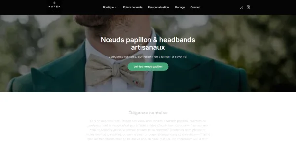 Aperçu du site vitrine e-commerce Next.js réalisé pour Horem, créateur de nœuds papillon et headbands