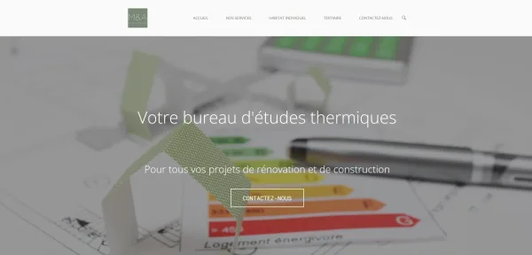 Aperçu du site vitrine WordPress réalisé pour M&A Engineering, bureau d'études thermiques